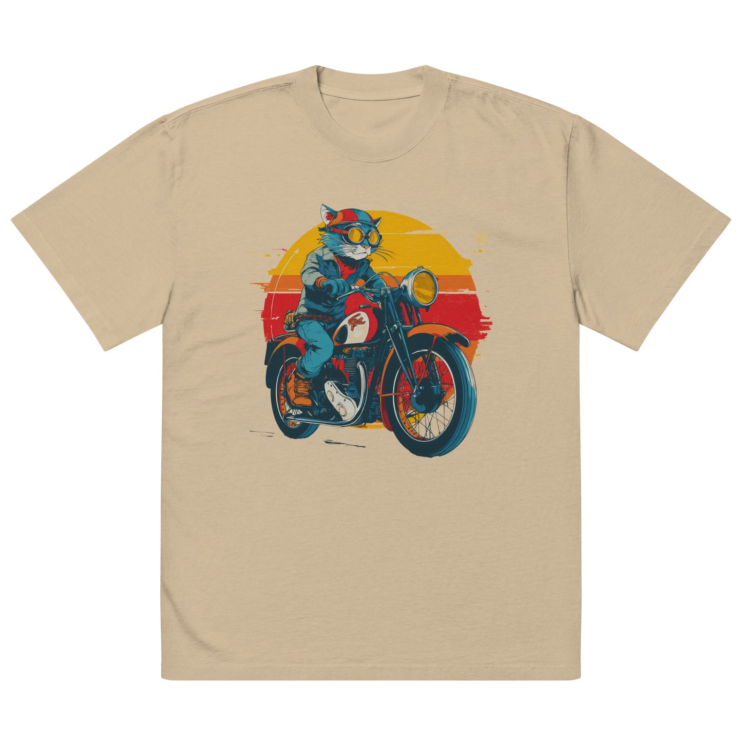 oversized graphic t shirt biker print faded khaki Noiré