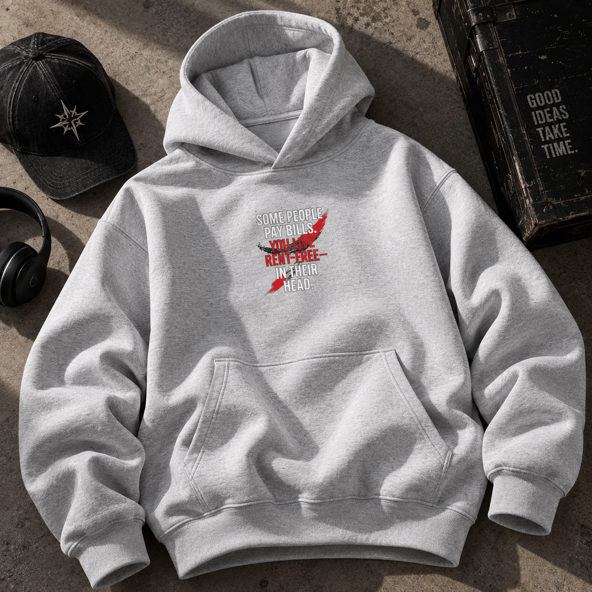 Rent Free Statement Oversized Hoodie