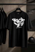 product hanger display oversized black graphic t shirt back off statement typography streetwear fashion