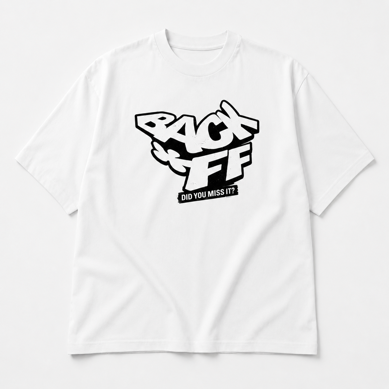 product front view oversized white graphic t shirt back off statement design graphic streetwear