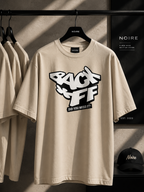 hanger display oversized beige graphic t shirt back off statement design streetwear fashion