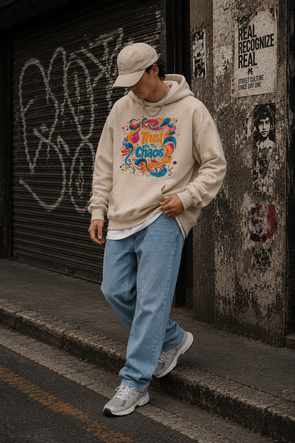 Oversized Graphic Hoodie – Trust the Chaos Colorful Design