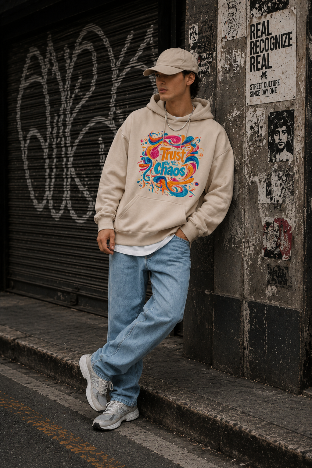 Oversized Graphic Hoodie – Trust the Chaos Colorful Design
