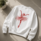 flat lay back white ballerina sketch sweatshirt red artistic dancer print graphic streetwear