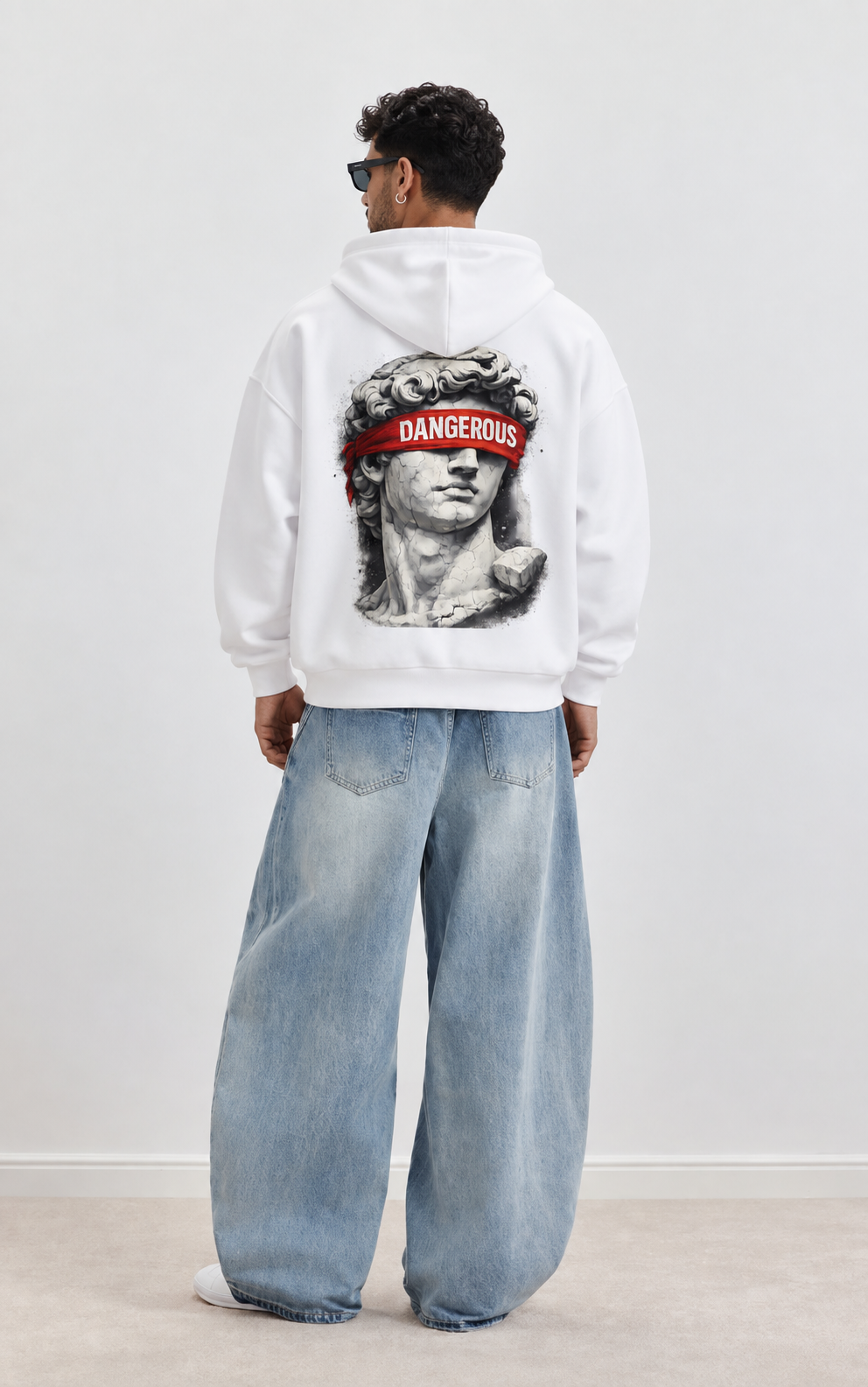 Renaissance Statue Back Print Oversized Hoodie
