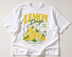 product front view white relaxed fit graphic t shirt lemon drop lemonade print summer streetwear fashion