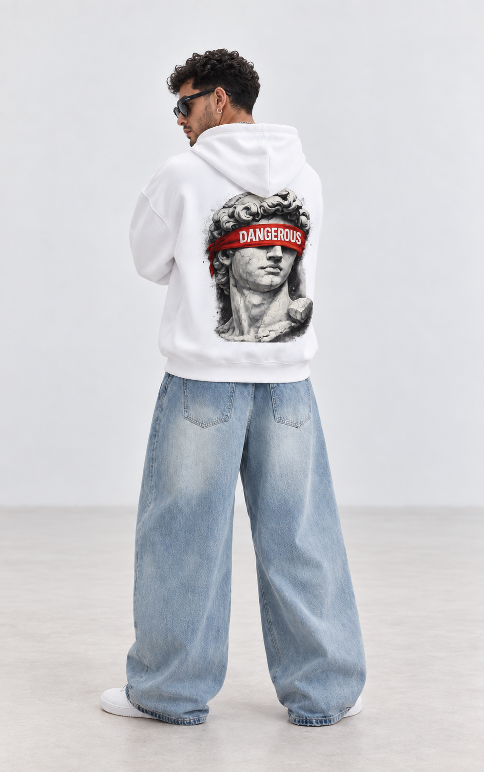 Renaissance Statue Back Print Oversized Hoodie
