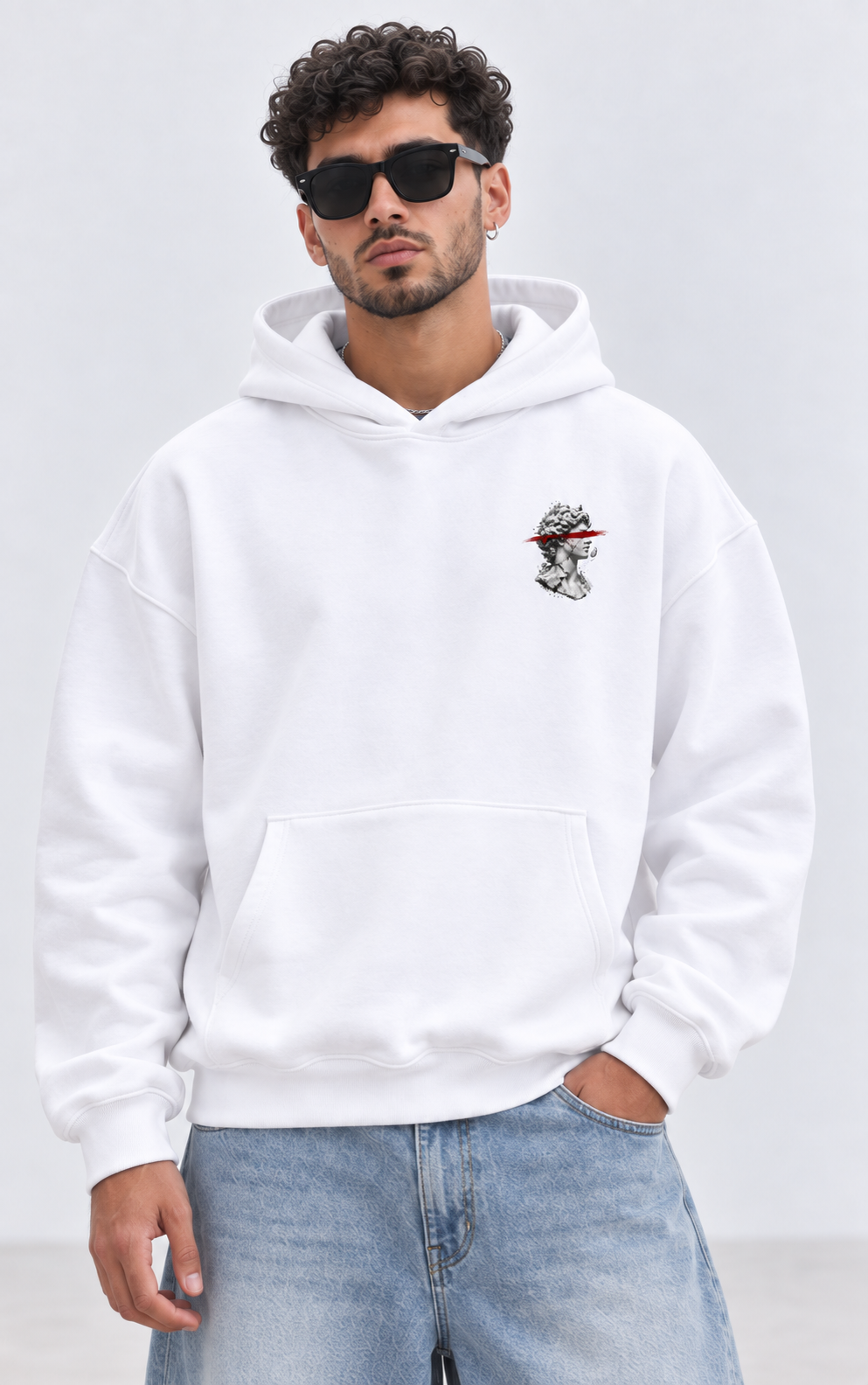 Renaissance Statue Back Print Oversized Hoodie