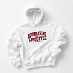 top view oversized white graphic hoodie self respect typography relaxed fit streetwear fashion
