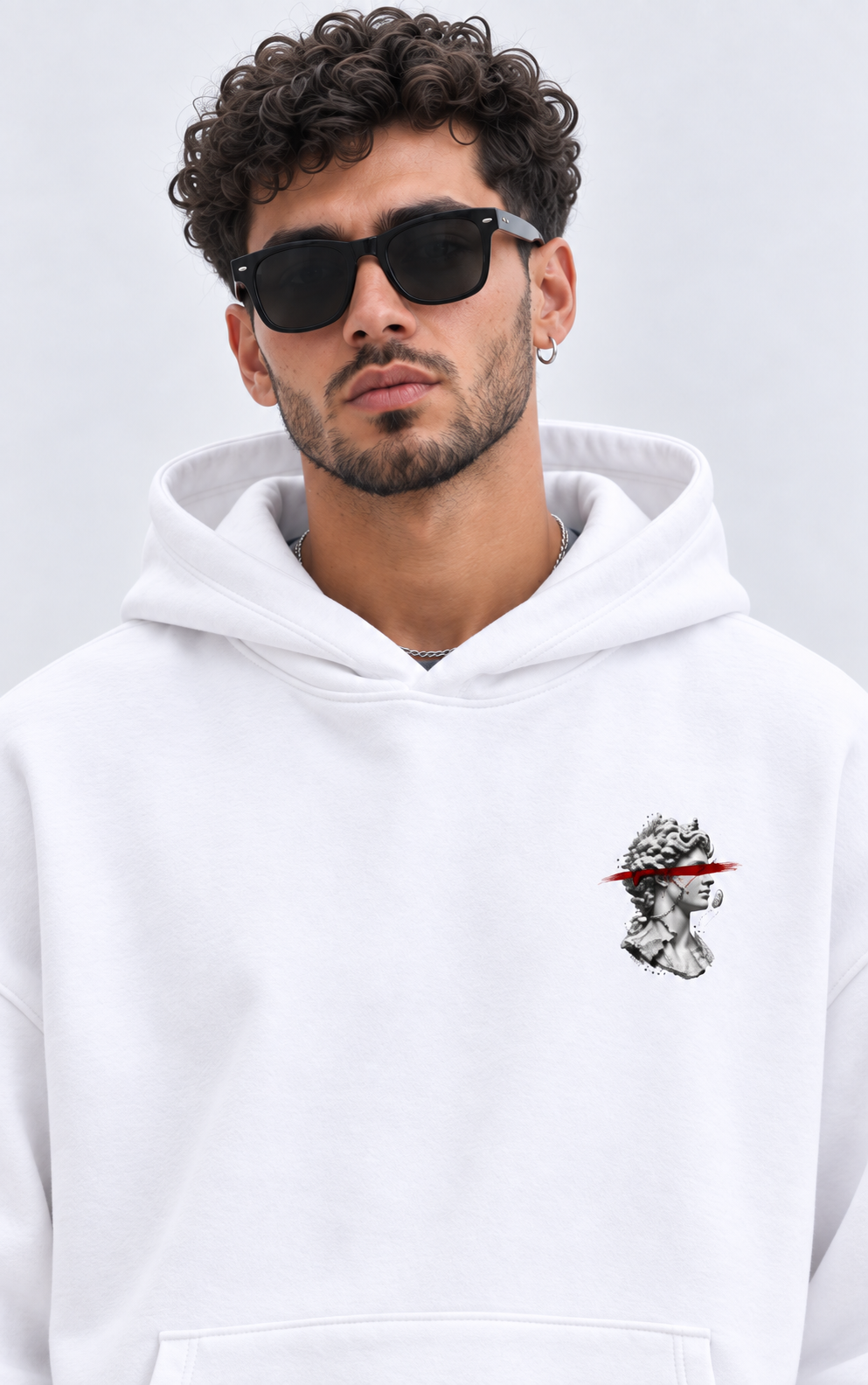 Renaissance Statue Back Print Oversized Hoodie