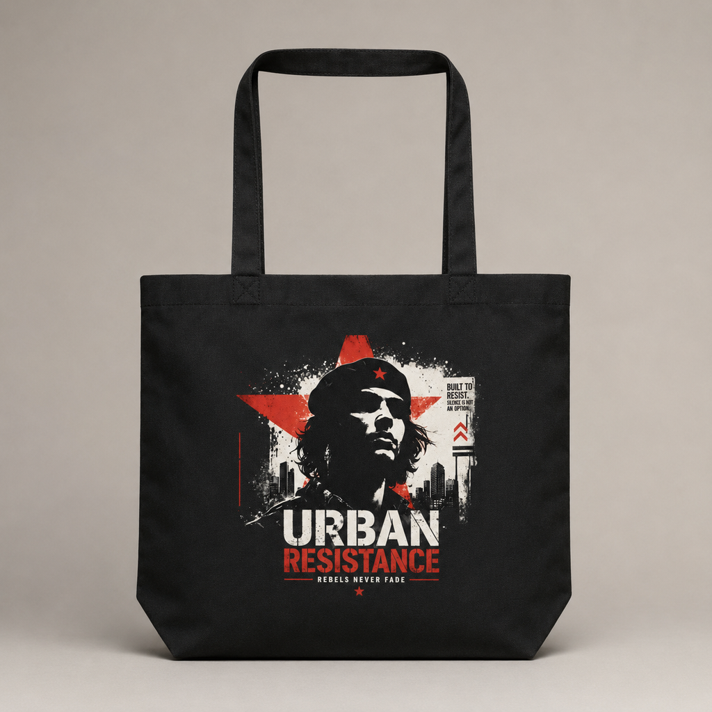 Black Nöiré Urban graphic tote bag, front product view