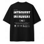 oversized black graphic t shirt with large Introvert statement back print self sufficient typography urban streetwear