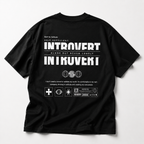 black oversized streetwear t shirt featuring bold Introvert graphic back design relaxed fit graphic streetwear fashion