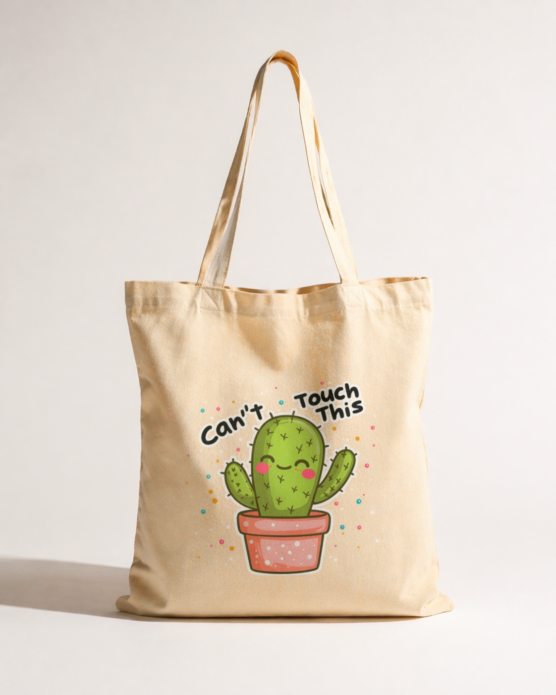 product front view beige tote bag cactus graphic design graphic streetwear