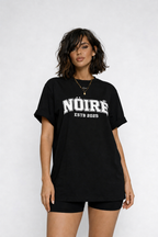 Nöiré black oversized logo t-shirt for women, full front view