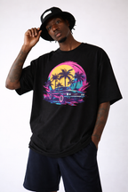 Sunset Palm Retro Car T-Shirt