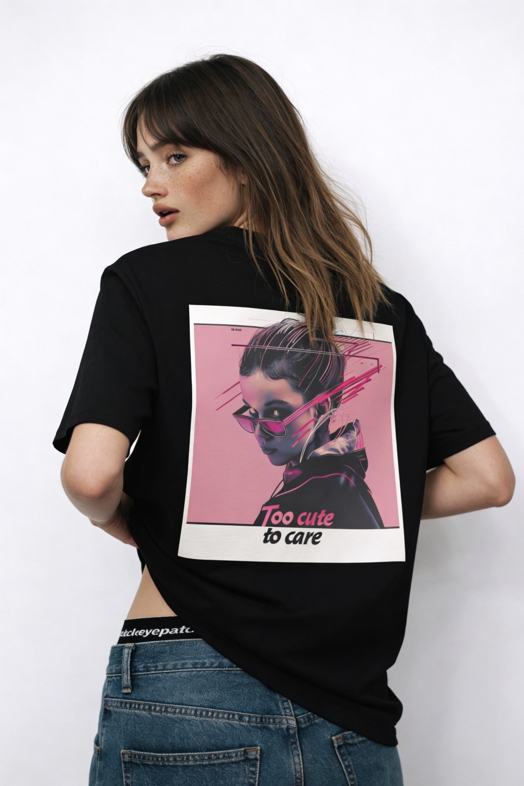 Casual fashion look with black oversized graphic t-shirt styled with minimalist streetwear