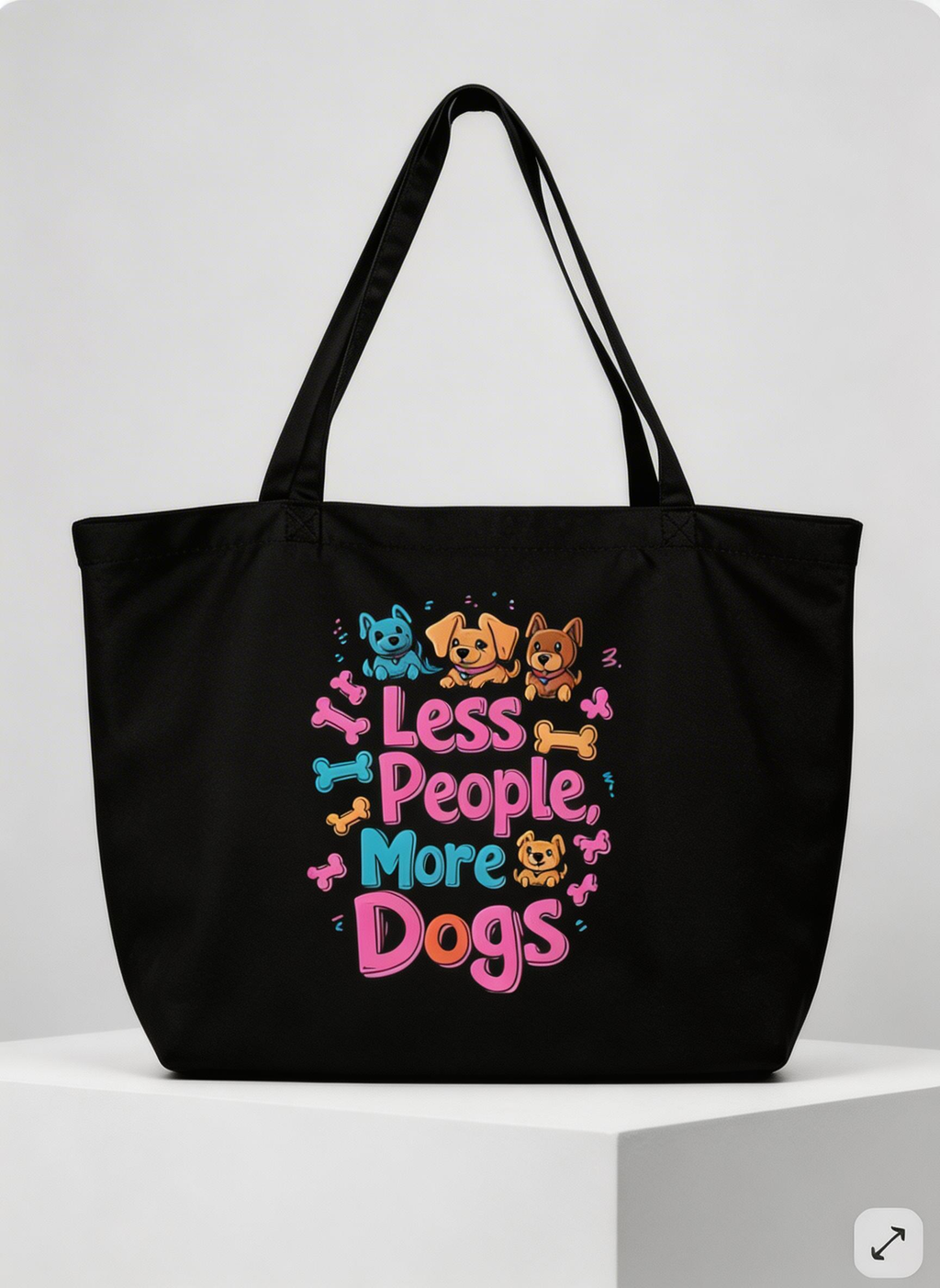 Sac fourre-tout Noiré « Moins de gens, plus de chiens » — Un accessoire tendance pour les amoureux des animaux