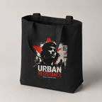 Black Nöiré Urban graphic tote bag, three-quarter product view