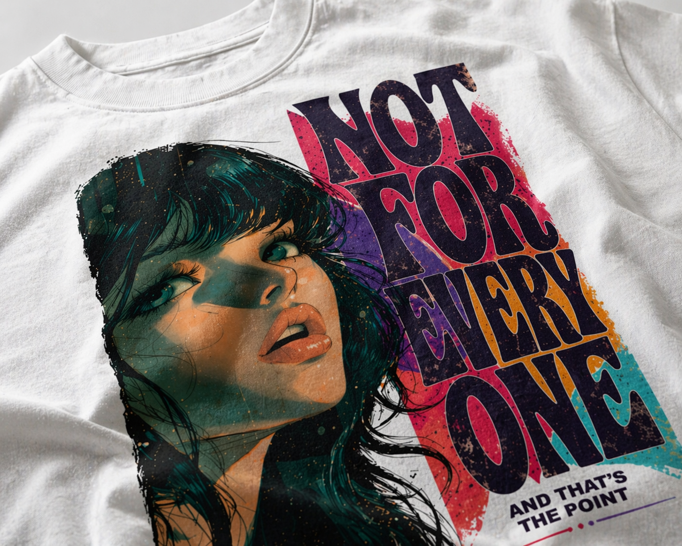 close-up view white oversized t-shirt not for everyone print texture detail graphic streetwear