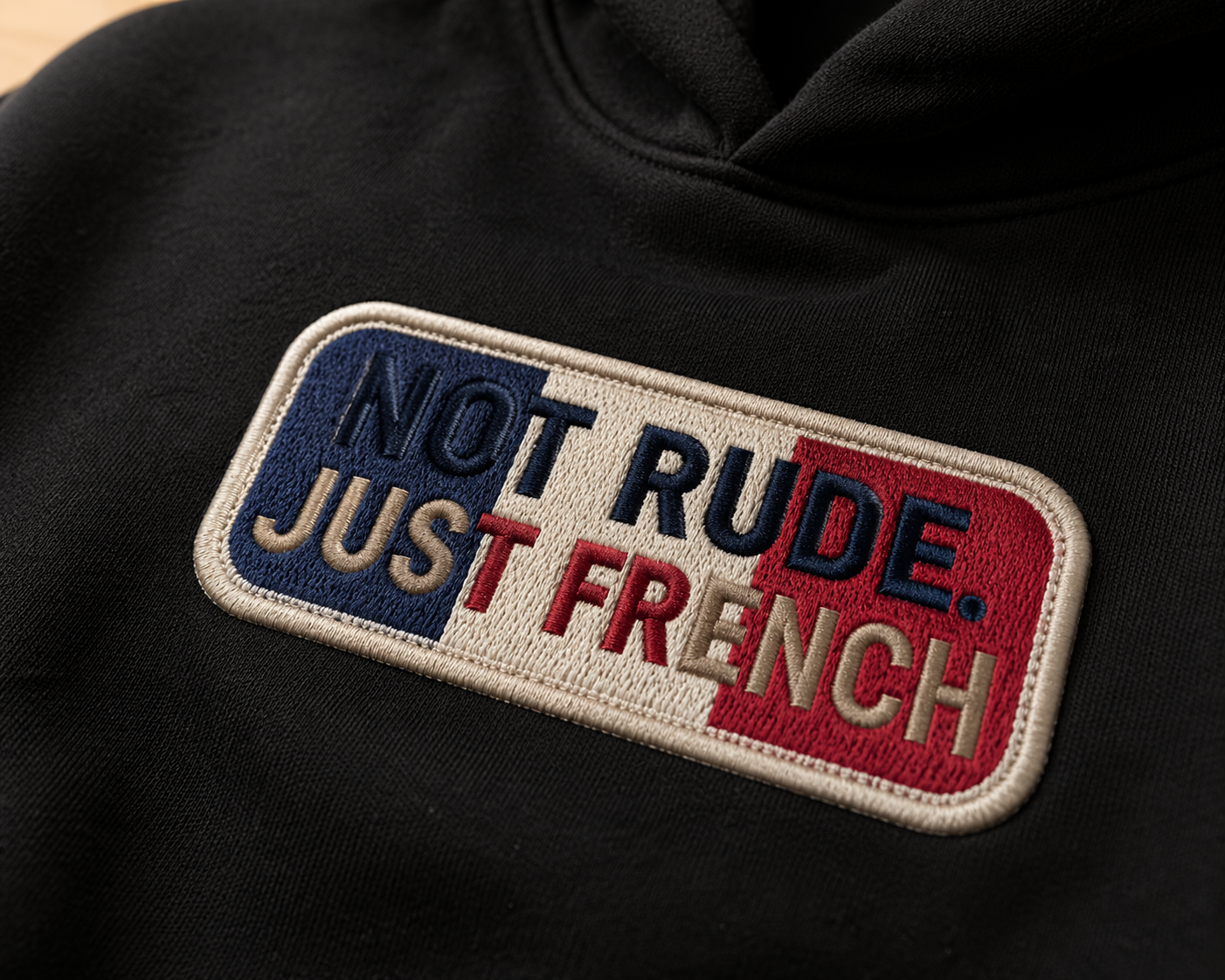 close up hoodie logo embroidery black hoodie detail streetwear fashion