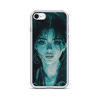 product front view teal cyber portrait phone case moody futuristic aesthetic accessory