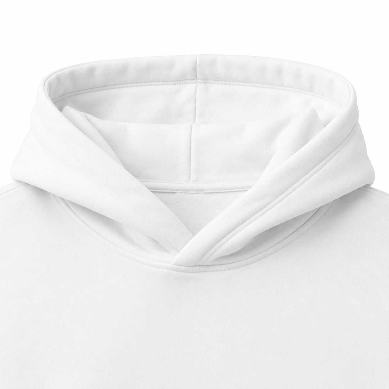 close up hood detail white oversized hoodie premium cotton streetwear garment texture