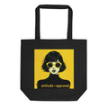 Attitude Over Approval canvas tote bag black front view