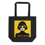 Attitude Over Approval canvas tote bag black front view