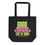 product front view black tote bag good taste attitude design graphic streetwear