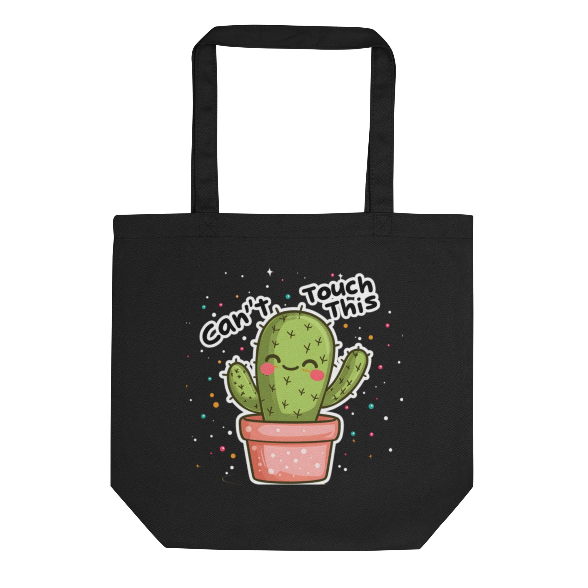 Black Nöiré cactus graphic tote bag, front product view