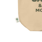 oyster tote bag close up fabric texture certified organic label eco canvas detail minimalist streetwear accessory