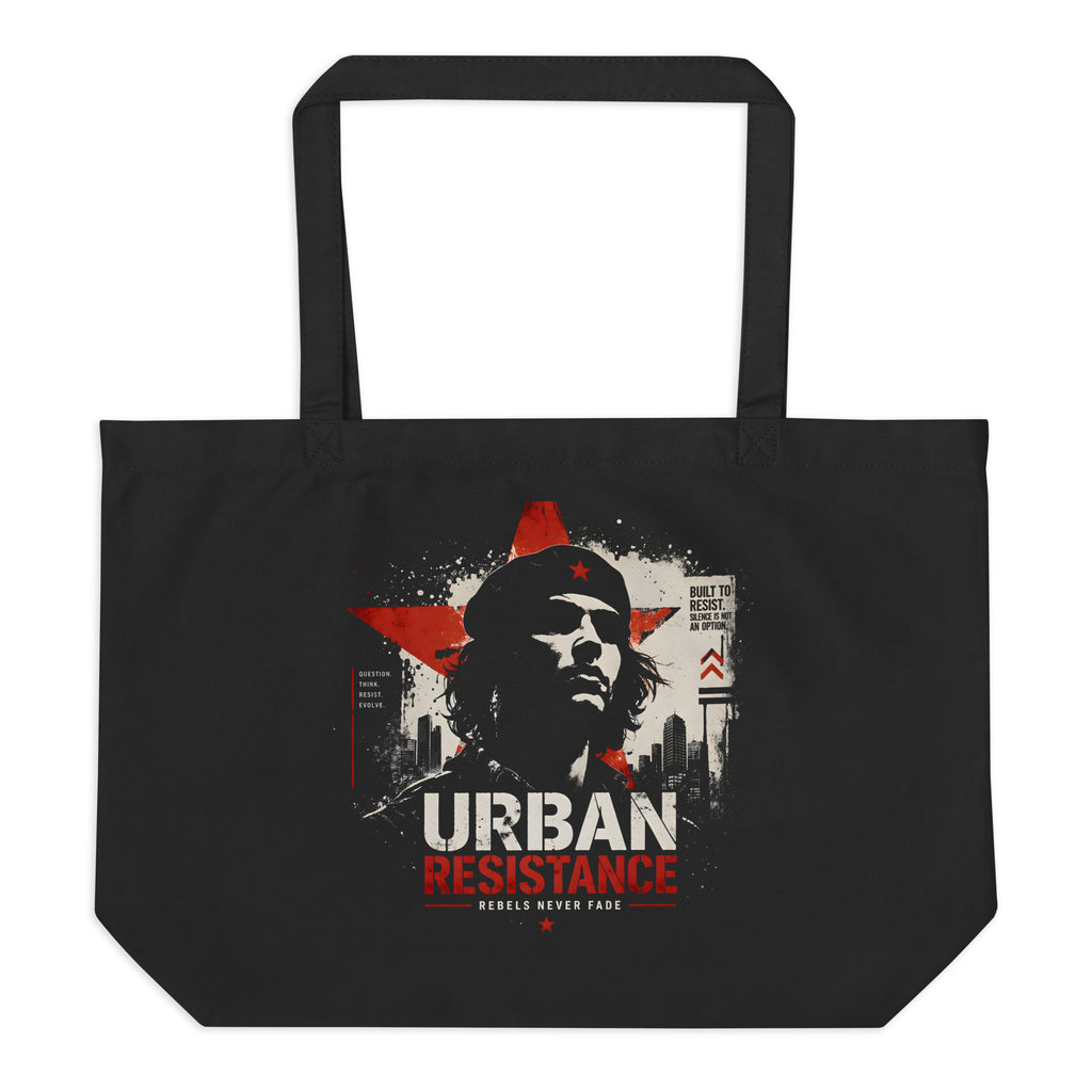 black tote bag back view urban resistance graphic design streetwear accessory