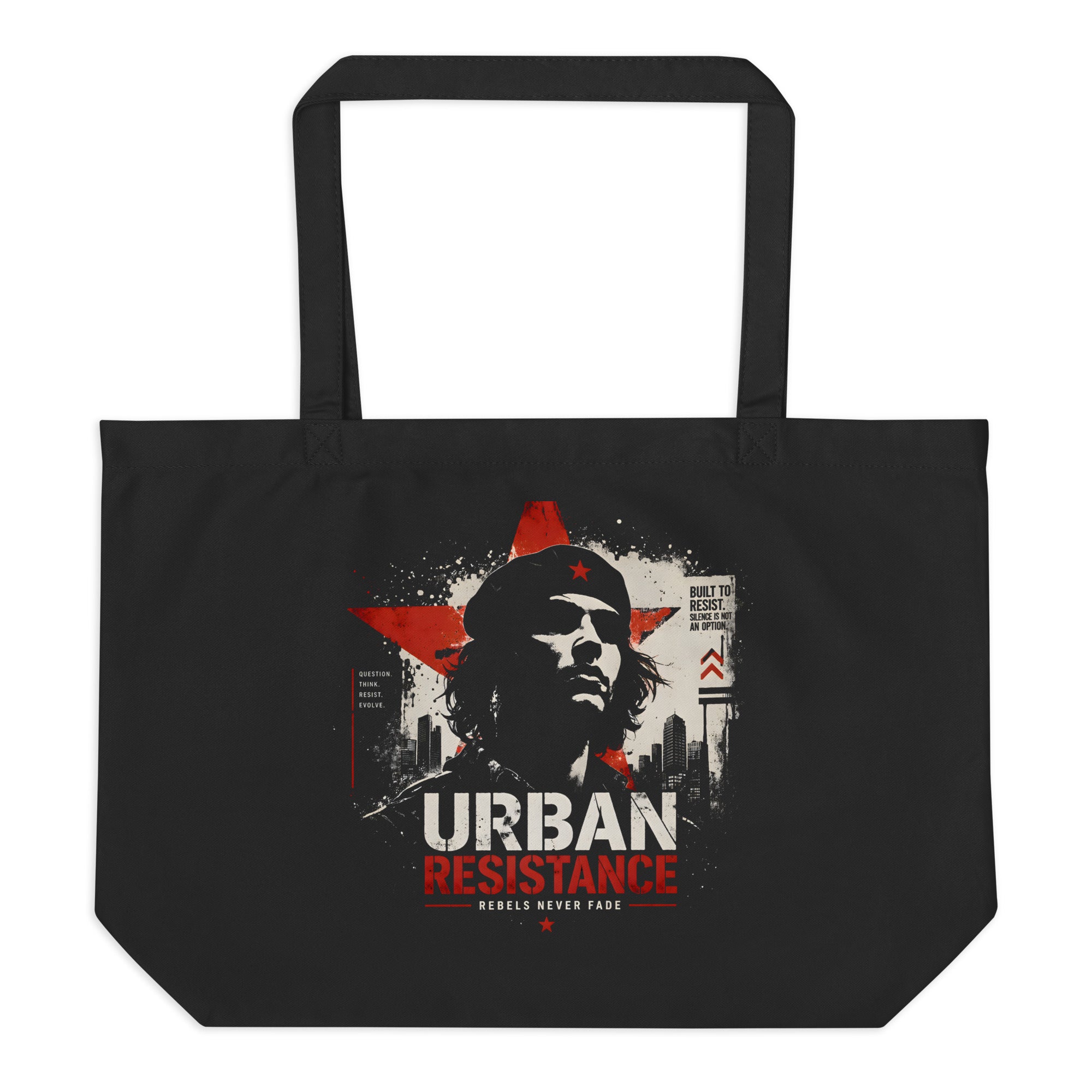 black tote bag back view urban resistance graphic design streetwear accessory
