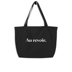 product hanging black tote bag au revoir typography design streetwear fashion
