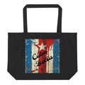 Cuba Bella canvas tote bag Cuban flag design black front view