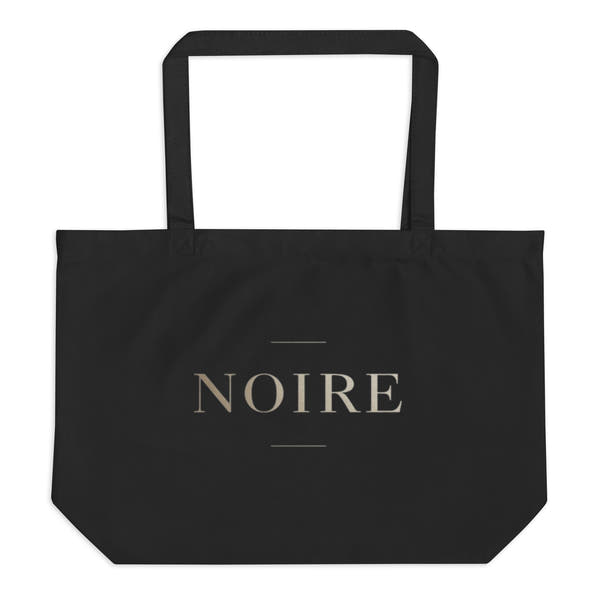 Noiré logo statement canvas tote bag black front view