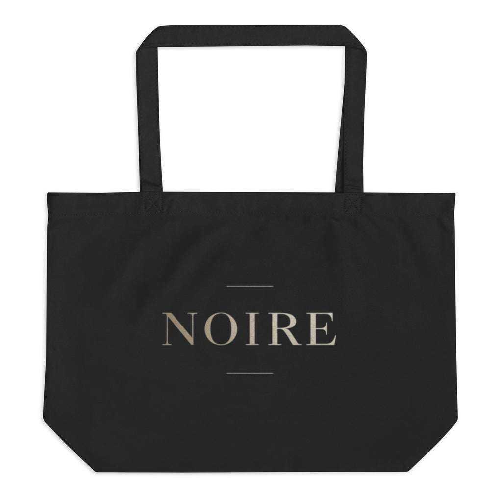 Noiré logo statement canvas tote bag black front view