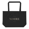 Noiré logo statement canvas tote bag black front view