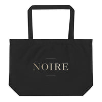 Noiré logo statement canvas tote bag black front view