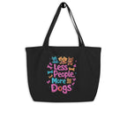 black tote bag shoulder view less people more dogs design cute dog illustration streetwear fashion tote
