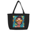 product hanging black tote bag stay bold pop art woman graphic design streetwear fashion