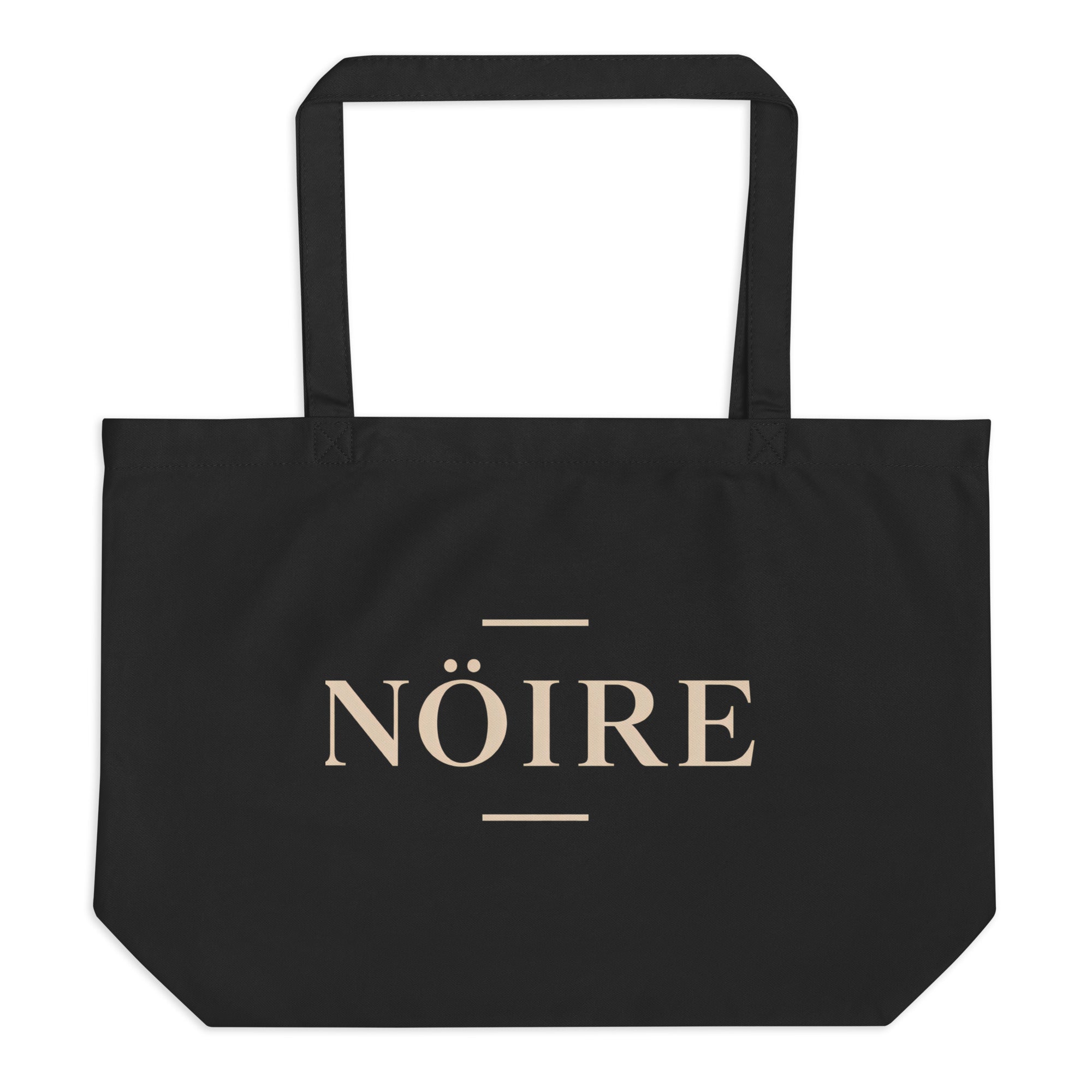Black Nöiré logo tote bag, front product view