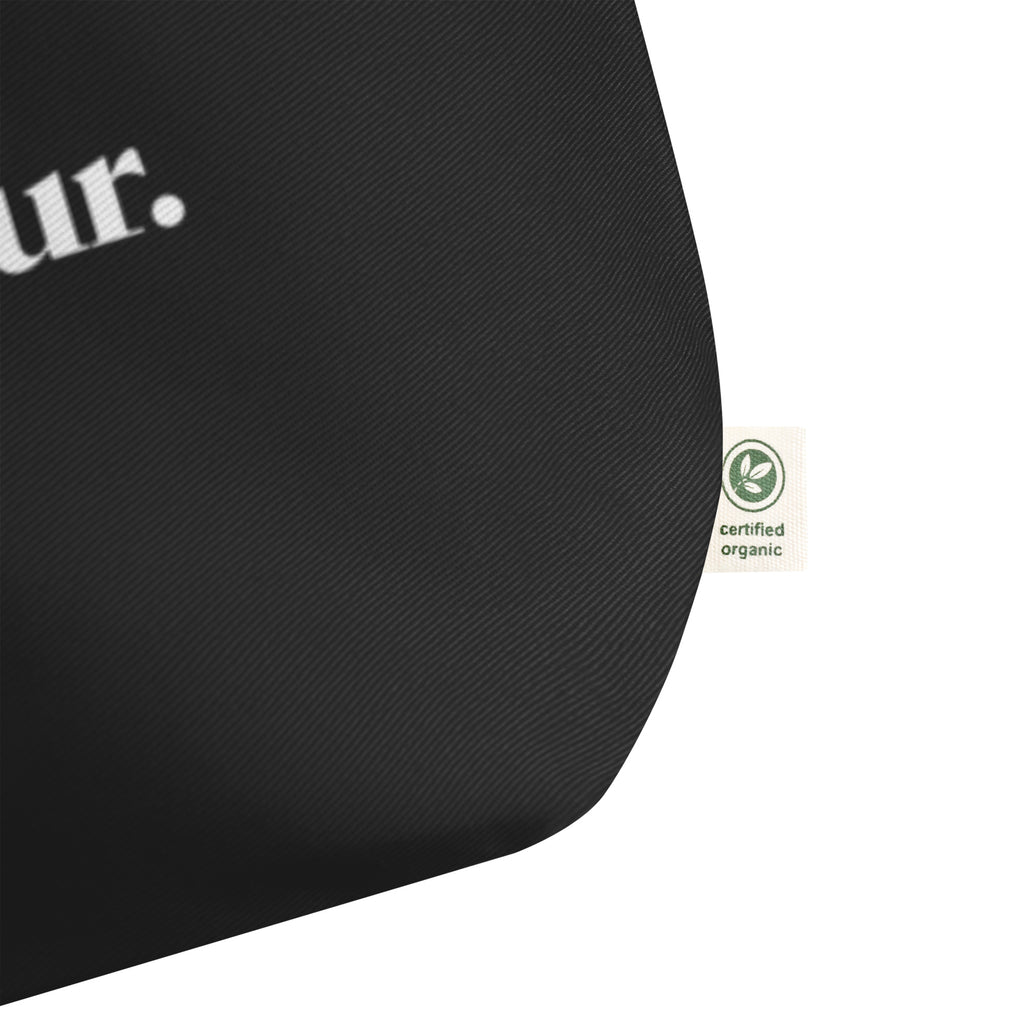 product detail black tote bag fabric texture organic cotton material streetwear fashion