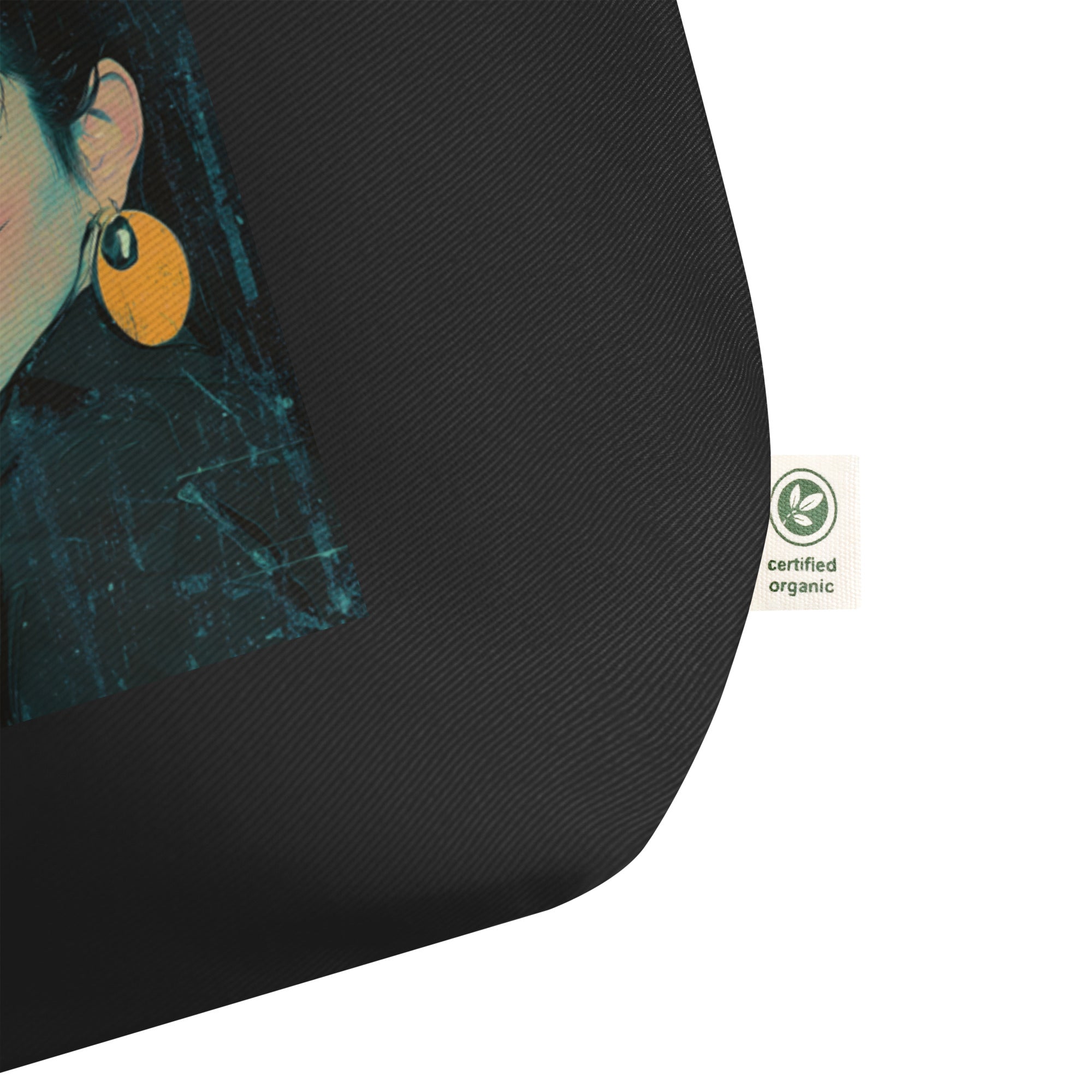 product zoom detail view black tote bag anime noiré print texture graphic streetwear