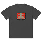 Oversized black t-shirt with red varsity 68 graphic front print