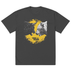 front view faded black oversized graphic streetwear t shirt bull vs bear trend your friend design streetwear fashion