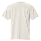 Oversized beige t-shirt back view with blank minimal finish and relaxed unisex fit.