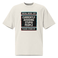  Oversized faded bone graphic t-shirt front view with “Social Mode: Off” typography design