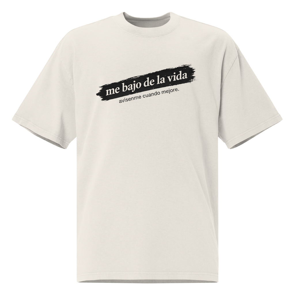 Off - white unisex t-shirt front view with minimalist typographic design, clean streetwear style